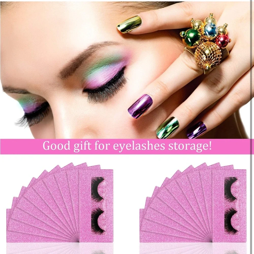 50 Sets Empty Eyelash Case Set- 50 box, 50‎ tray- Pink
